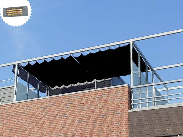 Garviks Harmonicadoek waterdicht zwart + materialen en terrasheater