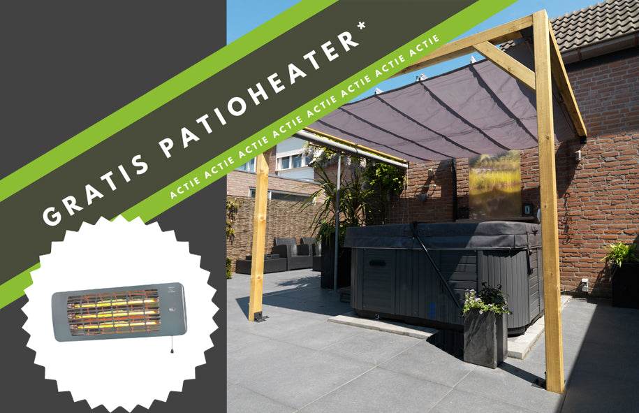 Garviks Harmonicadoek waterdicht grijs + materialen en terrasheater