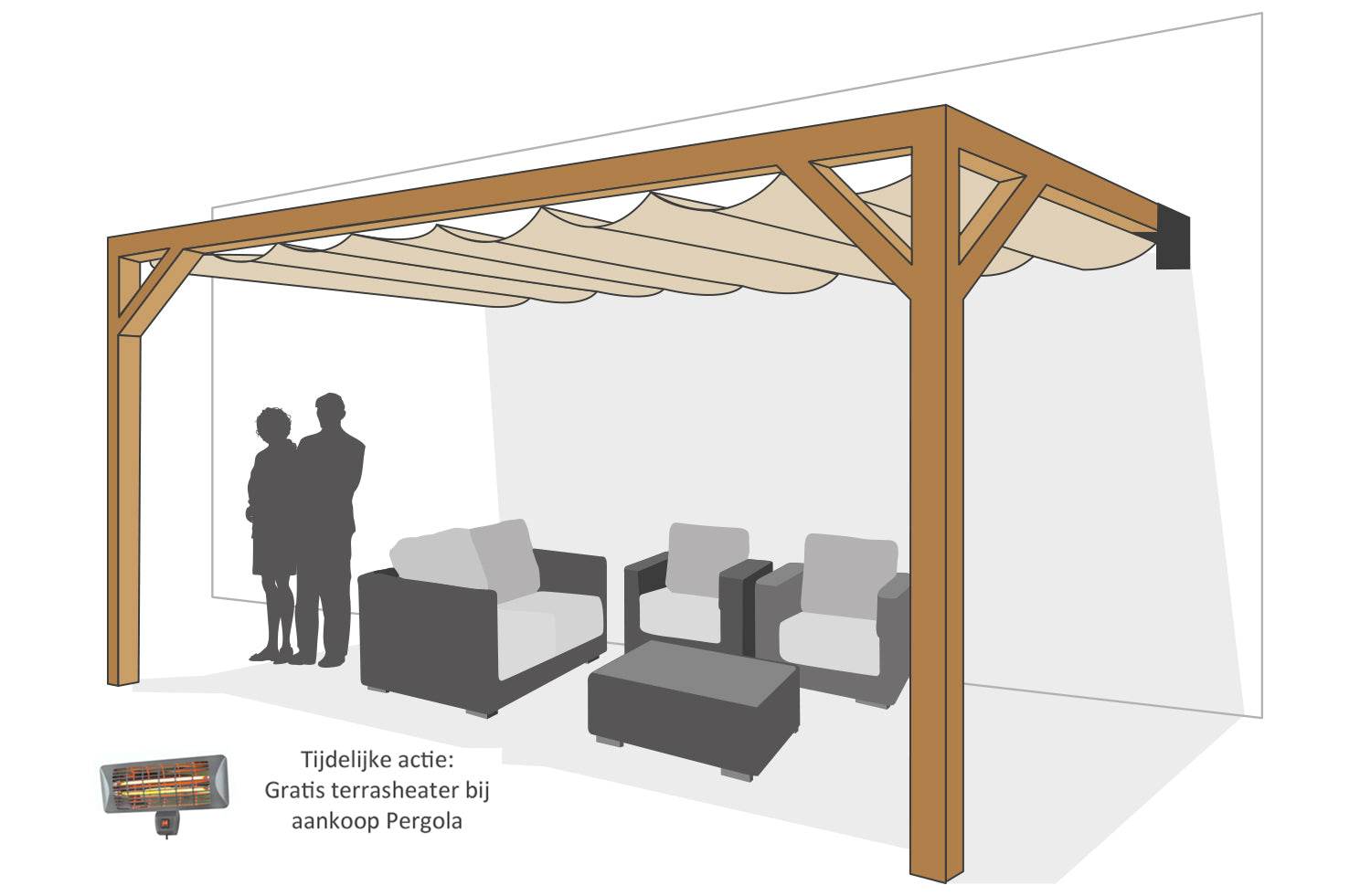 Pergola Wall 2 - Model A met Harmonicadoek