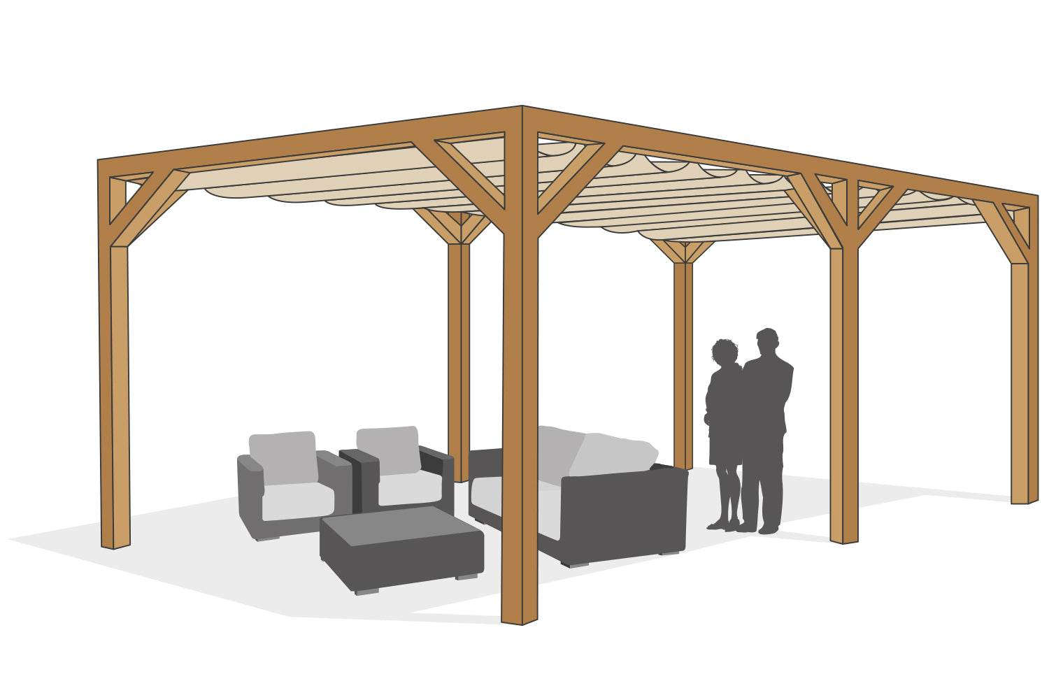 Pergola Stand Alone B met pergolakit en Harmonicadoek