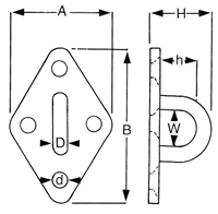Plaat met oog / Houtbevestigingspunt 316 (rvs)
