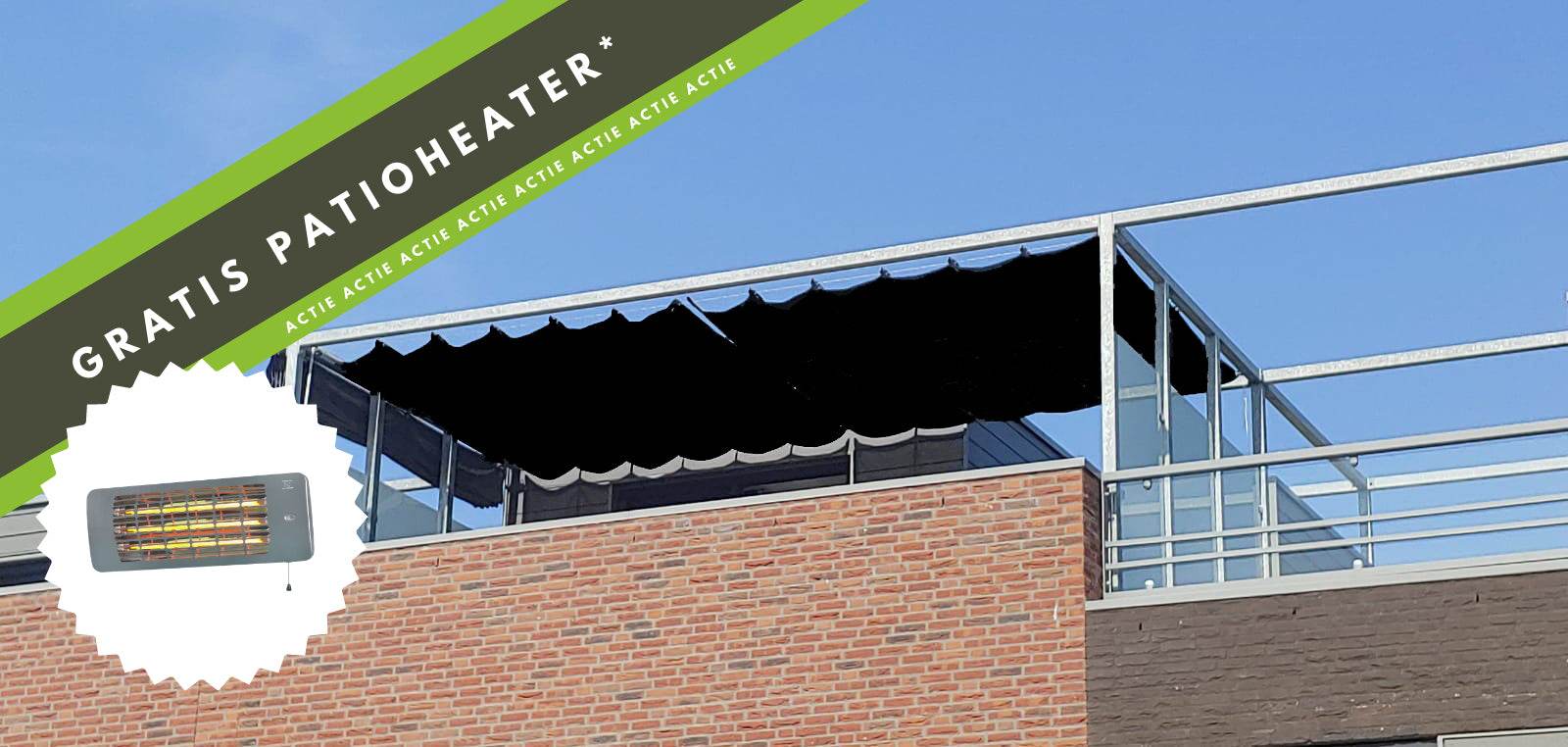 Garviks Harmonicadoek waterdicht zwart + materialen en terrasheater